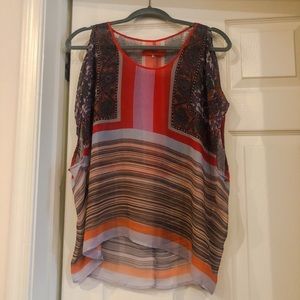 Clover Canyon Sheer Open Cold Shoulder Sleeveless Tunic Tank Size Small